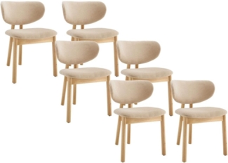 Vente-unique - 6er-Set Stühle - Stoff & Kautschukholz - Beige - FALDRA