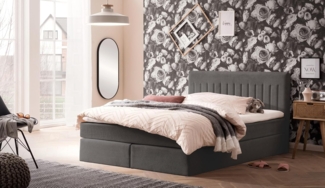Traumnacht Boxbett Nizza mit praktischem Stauraum, mit 7-Zonen Tonnentaschenfederkernmatratze (H3) und Komfortschaumtopper, Leichter Aufbau, 180x200, dunkelgrau