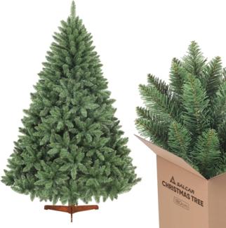 Salcar Künstlicher Weihnachtsbaum Tannenbaum Künstlich Weihnachtsbaum mit Holzständer, Nordmanntanne, 180cm mit 730 PVC-Nadeln