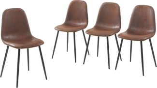 BAÏTA Lenavintage Set mit 4 Stühlen, Braun, L44 cm