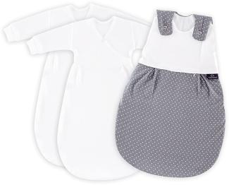 Träumeland Babyschlafsack LIEBMICH 3tlg. Set Pünktchen grau, Größe 68/74