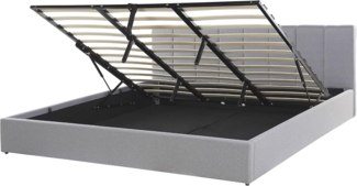 Polsterbett 'DREUX' mit Bettkasten, hochklappbar Hellgrau 180x200 cm