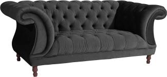 Ivette Sofa 2-Sitzer Samtvelours Schwarz Buche Nussbaumfarben