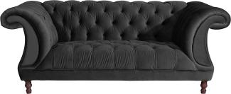 Ivette Sofa 2-Sitzer Samtvelours Schwarz Buche Nussbaumfarben