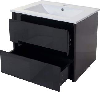 Waschbecken + Unterschrank HWC-B19, Waschbecken Waschtisch Badezimmer, hochglanz 50x60cm ~ schwarz