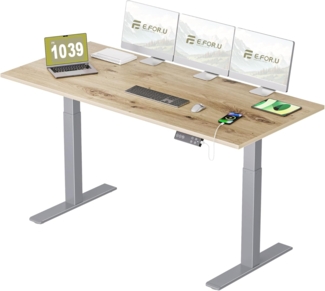 ERGOFINO Schreibtisch DT20LT höhenverstellbarer Schreibtisch (180x80 cm, 2 Motoren, höhenverstellbarer schreibtisch gestell), 4-Memory-Steuerung (Schwarz), mit Tischplatte