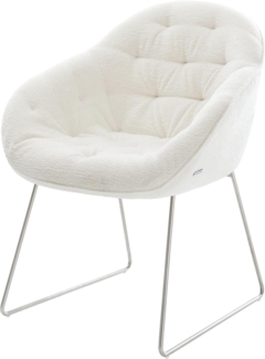 Esszimmerstuhl Gaio-Flex Bouclé Soft Beige Kufengestell Edelstahl