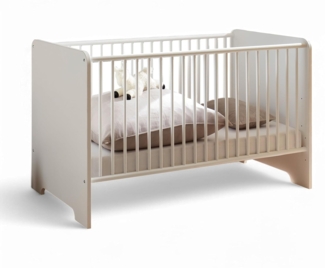 Stella Trading Spice Sicheres Babybett 70x140 cm in Weiß Hochglanz - Funktionales Baby Gitterbett für das Babyzimmer - 78 x 87 x 143 cm (B/H/T)