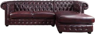 Chesterfield Ecksofa Leder BRENTON - Büffelleder - Rotbraun - Ecke Rechts