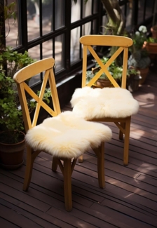 Lammfell Sitzkissen 40 x 40 cm Champagner