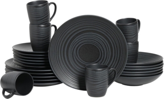 CreaTable Kombiservice Lava Stone Schwarz Kombiservice 24-tlg (24-tlg), 4 Personen, Steinzeug