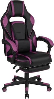 Flash Furniture X40 Gaming-Stuhl, ergonomischer Computerstuhl mit vollständig Verstellbarer Rückenlehne, ausziehbarer Fußstütze, Massage der Lendenwirbelsäule – Schwarz/Lila