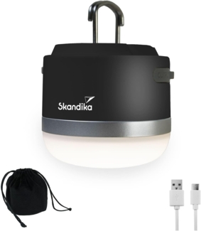 Skandika LED Gartenleuchte, stufenlos dimmbar, 110 h Akku, Zeltlampe, Haken zum Aufhängen, Outdoor