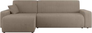 Ecksofa Pixalo L Cord mit Schlaffunktion und Bettkasten (Farbe: Poso 02)
