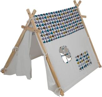 \"Spielzelt mit Fenster aus Holz und Baumwolle Kinderzelt Spielhaus für innen\"