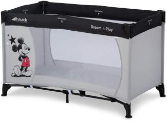 Hauck Dream’n Play Reisebett, 3-teilig, 120x60 cm, ab Geburt bis 15 kg, inkl. 1cm dicker Einlegeboden, Tragetasche (faltbar, tragbar, leicht und kippsicher), Schwarz