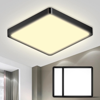 LQWELL Deckenleuchte LED Deckenlampe,Badlampe Quadrat Flach 2 Stück, LED fest integriert, 18W 1600LM Modern Schlicht Lampe Dünn, 220 * 24mm, für Wohnzimmer Badezimmer Schlafzimmer Küche Flur Keller Büro