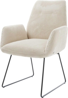 Esszimmerstuhl Zoa-Flex Cord Beige Kufengestell Schwarz Taschenfederkern