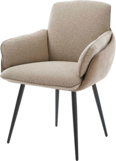 Esszimmerstuhl Luan-Flex mit Armlehnen Materialmix Schlamm 4-Fuß konisch Schwarz