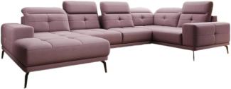 Designer Sofa Nerio mit verstellbarer Kopf- und Rückenlehne Stoff Rosé Links