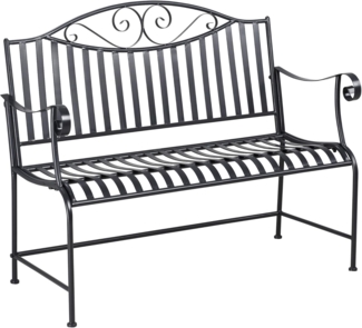 Outsunny Gartenbank Sitzbank Parkbank 2-Sitzer Metallbank Stahlrahmen mit Armlehne für Garten Balkon und Terrasse bis 220 kg belastbar Grau 115,5 x 54 x 96 cm