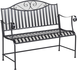 Outsunny Gartenbank Sitzbank Parkbank 2-Sitzer Metallbank Stahlrahmen mit Armlehne für Garten Balkon und Terrasse bis 220 kg belastbar Grau 115,5 x 54 x 96 cm