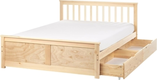 Bett mit Schubladen OLENDON 140x200 cm Holz Heller Holzfarbton