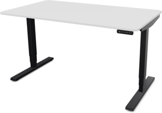 ASSMANN Elektrisch höhenverstellbarer Schreibtisch Y-Line Curved 120x70cm Signalweiß Schwarz Metall Holz