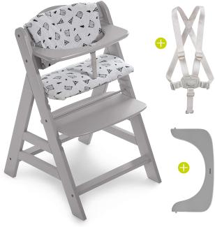 Hauck Hochstuhl Alpha Plus - Mitwachsender Kinderhochstuhl mit Gurt und Sitzkissen - Grau Nordic Grey