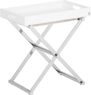 JOOP! Homeline Beistelltisch L Chrome klappbar mit Tablett 11280010 Weiss