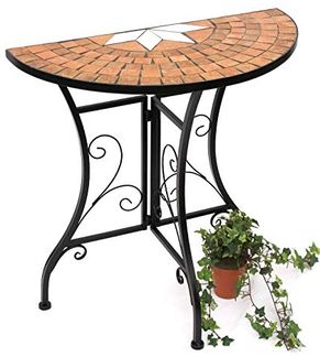 DanDiBo Tisch Halbrund Konsolentisch Wandtisch 120041 Beistelltisch Metall Mosaik 70 cm