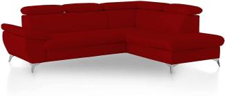 Mivano Ecksofa Gisele / Eckcouch mit Schlaffunktion, Stauraum, Armteilfunktion und Kopfteilverstellung / 256 x 83 x 209 / Kunstleder, Rot