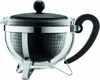 Bodum 1975-01-2 Chambord Teekanne, 1 L mit Farbigem Plastikdeckel, Griff Und FiLiterer, Schwarz