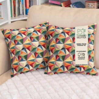 Selfitex Dekokissen mit buntem Muster im 2er Set, 30x50/40x40/50x50 inkl. Füllkissen, hochwertig gewebter Gobelin Kissenbezug mit weichem Füllkissen