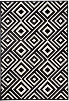 Kurzflor Teppich Art Schwarz Creme - 200x290x0,9cm