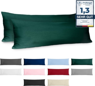 Kissenbezug 40x145 Baumwolle Renforcé (2er-Set) - Grün - Dicht gewebt mit 57 Fäden/cm² - Kissenbezug 40x145 cm - Oeko Tex Zertifiziert - Dreamzie