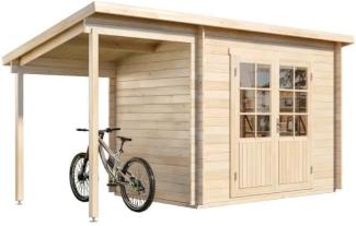 Alpholz Pultdach Gartenhaus Modell Martina-28 mit Schleppdach Gartenhaus aus Holz Holzhaus mit 28 mm Wandstärke inklusive Schleppdach Blockbohlenhaus mit Montagematerial