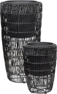 Set mit 2 Blumentöpfen CHELONE PE Rattan 26 34 cm Schwarz