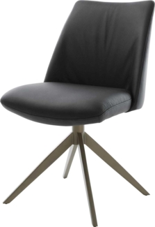 Drehstuhl Elso-Flex Echt-Leder Schwarz Kreuzgestell breit Effektfinish Titan 360° drehbar Wippfunktion Taschenfederkern