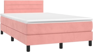 vidaXL Boxspringbett mit Matratze Rosa 120x190 cm Samt 3269848