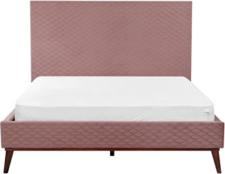 Bett mit Lattenrost BAYONNE 140 x 200 cm Samtstoff Rosa