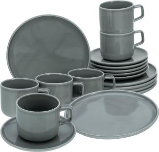 CreaTable 16734 Kaffeeservice Chef Collection für 6 Personen, Porzellan, grau (1 Set, 18-teilig)