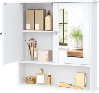 EUGAD Spiegelschrank für Badzimmer Hängeschrank Badschrank Spiegel mit Ablage Schminkschrank aus Holz 56 x 58 x 13 cm weiß