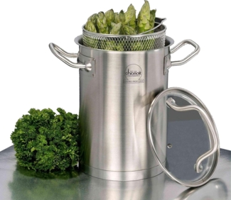 Chromolit Edelstahl Spargeltopf mit Glasdeckel Nudeltopf Kochtopf Induktion Topf