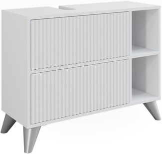 Waschbeckenunterschrank Leano Weiß 80 x 62 cm mit 2 Schubladen Vicco