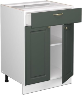 Vicco Küchenunterschrank Fame-Line, Grün-Gold Landhaus/Weiß, 60 cm mit Schublade, AP Eiche