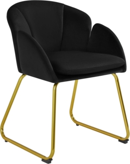 Yaheetech Esszimmerstuhl modern, Küchenstuhl in Blumenform, Sessel Polsterstuhl mit Metallbeinen Gold, für Wohnzimmer/Esszimmer Schwarz