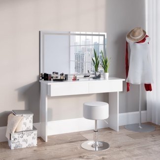 Schminktisch Azur Weiß 120 cm mit LED-Spiegel und Hocker Vicco