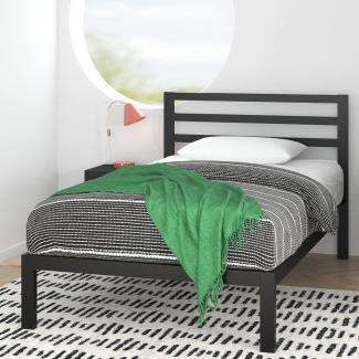 Zinus Mia Modern Studio 14 Zoll Platform 1500H Metall Bed Frame, Holz, Schwarz, 190 x 90 cm