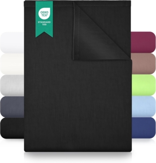 GREEN MARK Textilien Klassische Bettlaken | Betttuch | Laken | Leintuch | Haustuch 100% Baumwolle ohne Gummizug vielen Größen und Farben Größe:180x275 cm, schwarz…